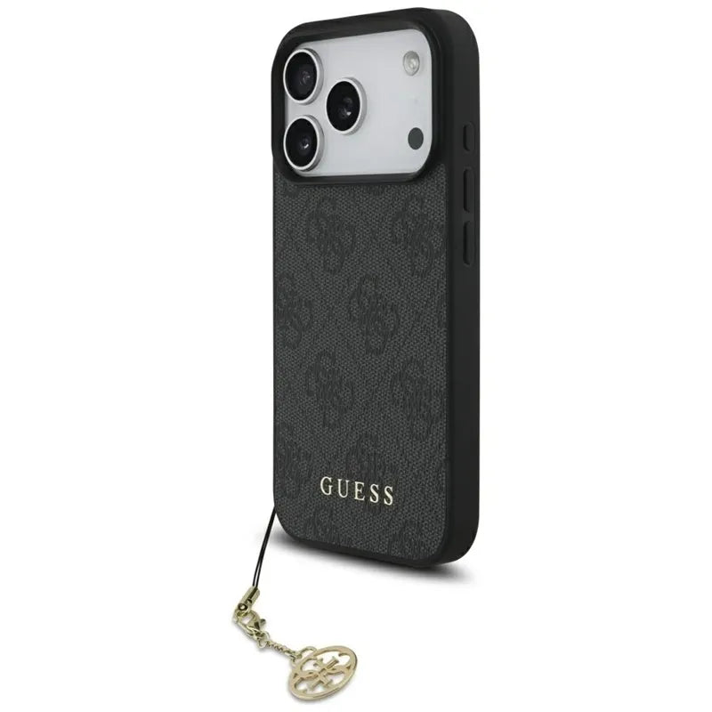 Guess 4G Charms Collection MagSafe – dėklas iPhone 17 Pro (juodas)