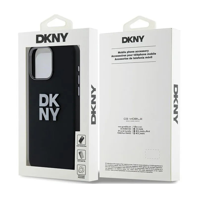 DKNY Liquid Silicone Metal Logo – dėklas iPhone 15 Pro Max (juodas)