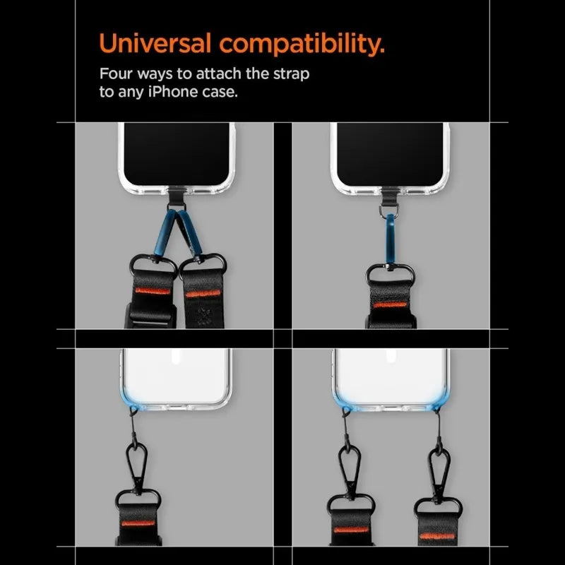Spigen DA30M Lanyard Strap Crossbody – universalus telefono dirželis / virvelė (juodas)