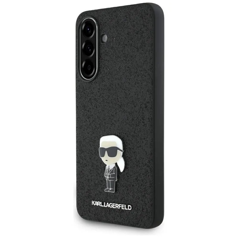 Karl Lagerfeld Fixed Glitter Ikonik Logo Metal Pin – Dėklas Samsung Galaxy A36 5G (juodas)