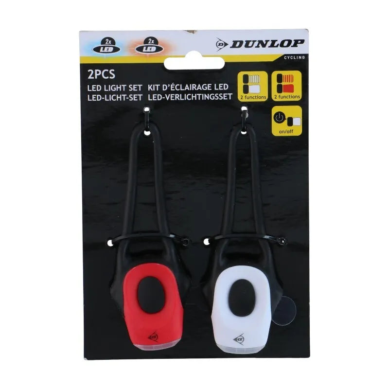 Dunlop – silikoninių dviračio žibintų komplektas, priekinis ir galinis LED