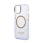 Guess Gold Outline Translucent MagSafe – dėklas iPhone 14 telefonui (violetinis)