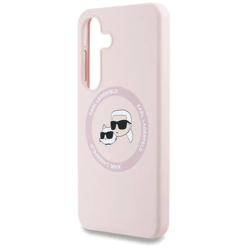 Karl Lagerfeld Silicone Double Heads And Circle MagSafe – dėklas, skirtas Samsung Galaxy S25+ (rožinis)