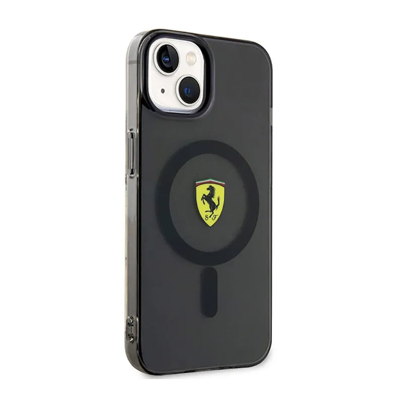 Ferrari Translucent MagSafe – dėklas iPhone 14 (juodas)