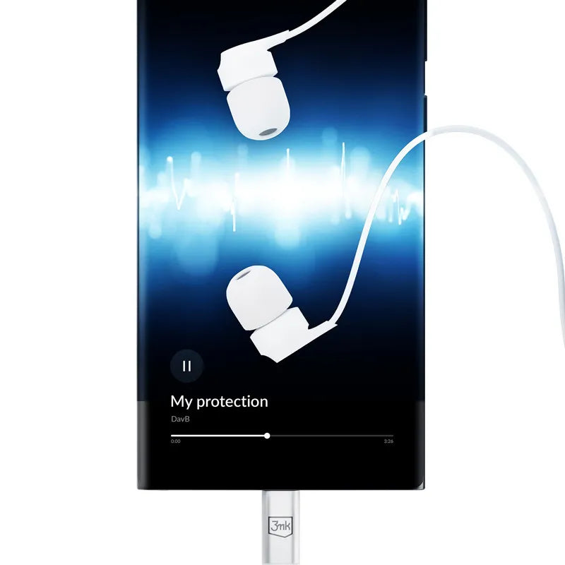 3mk laidinės ausinės USB-C – laidinės įstatomos ausinės (baltos)