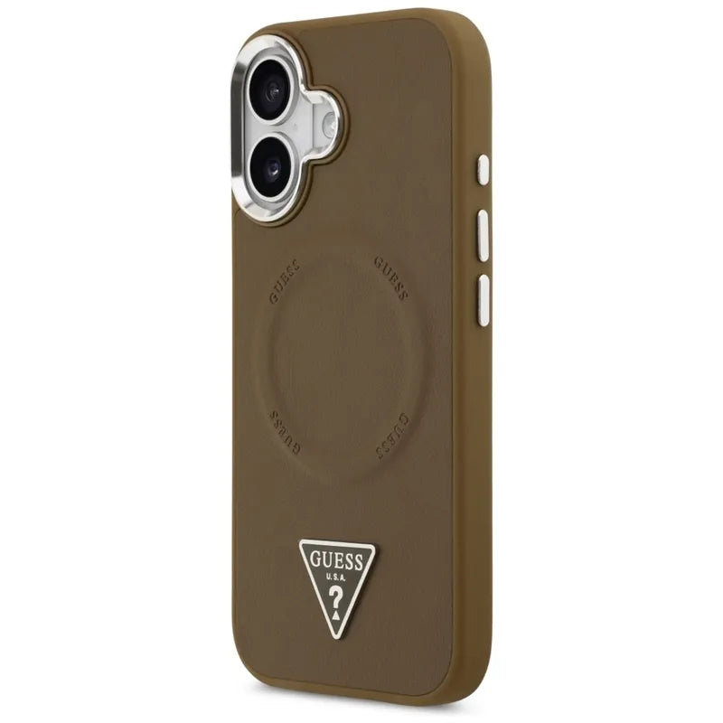 Guess Triangle Logo MagSafe - Dėklas iPhone 17 (Rudas)