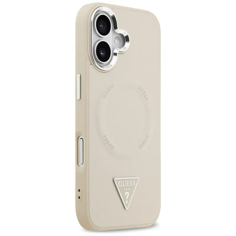 Guess Triangle Logo MagSafe - Dėklas iPhone 17 (Smėlio spalva)