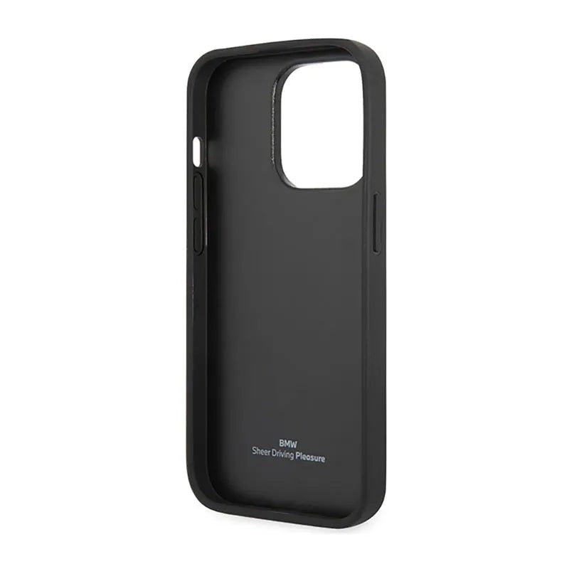 BMW Leather Diamond Pattern – dėklas iPhone 14 Pro Max (bordo spalvos)