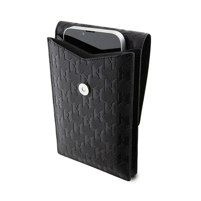 Karl Lagerfeld Saffiano Monogram Ikonik – telefono krepšys per petį (juodas)