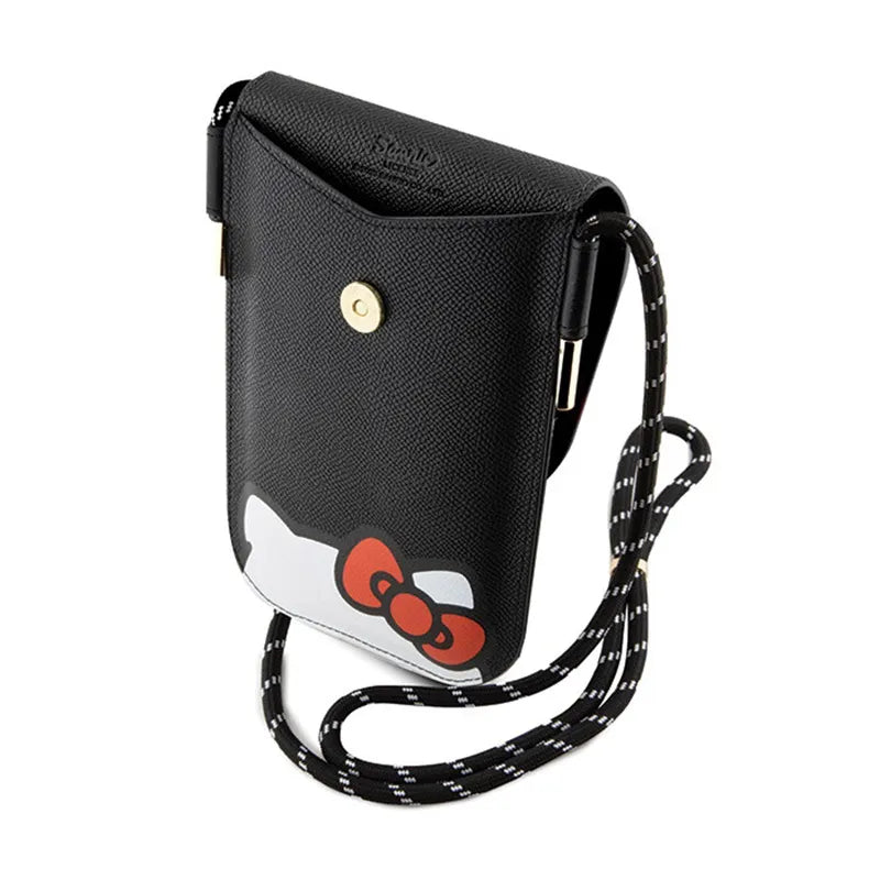 Hello Kitty Leather Hiding Kitty Cord – telefono krepšys per petį (juodas)