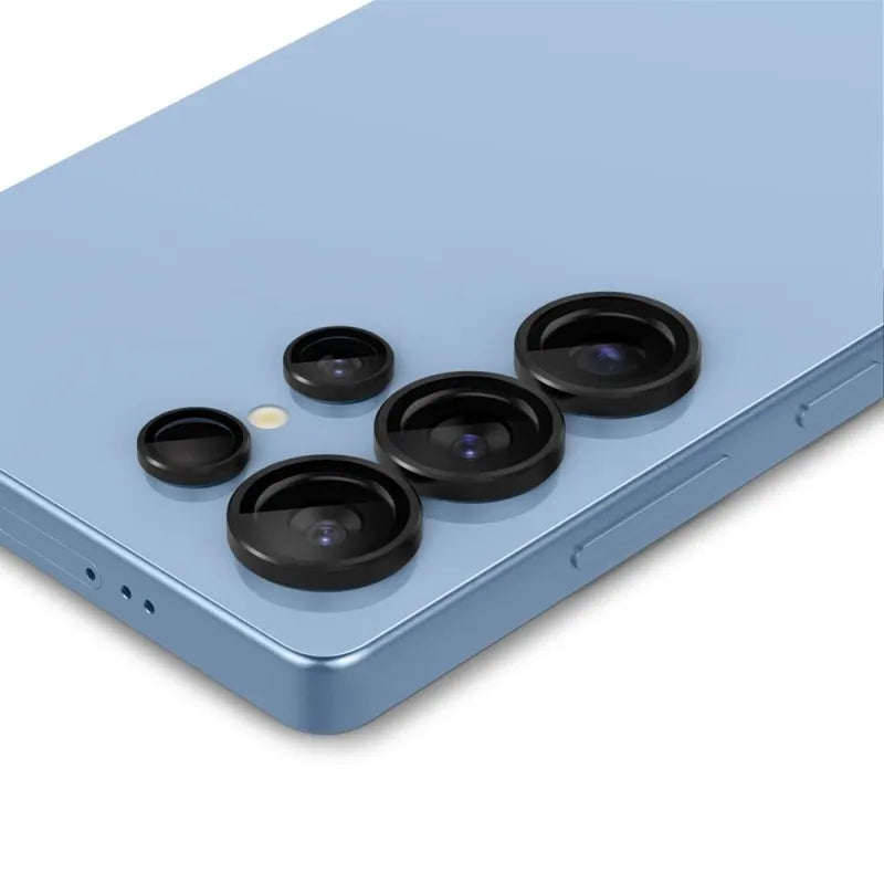 Spigen Optik Pro GLAS.TR EZ Fit fotoaparato apsauginis stikliukas (2 vnt.) – Objektyvo apsauga Samsung Galaxy S25 Ultra (juodas)