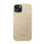Guess Glitter Flakes Metal Logo dėklas – dėklas, skirtas iPhone 14 (auksinis)