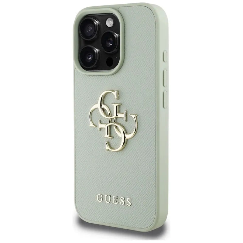 Guess Grained Big 4G Logo Small Classic Logo – dėklas iPhone 16 Pro Max (žalias)