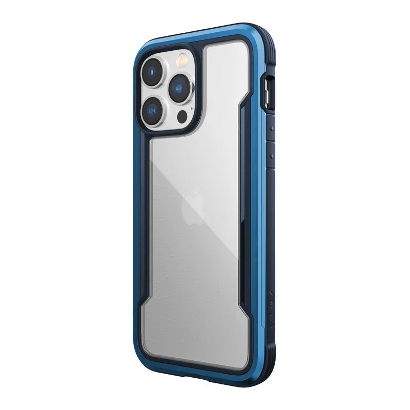 X-Doria Raptic Shield – aliumininis dėklas, skirtas iPhone 14 Pro Max (išbandytas kritimui iš 3 m aukščio) (jūrinė mėlyna)