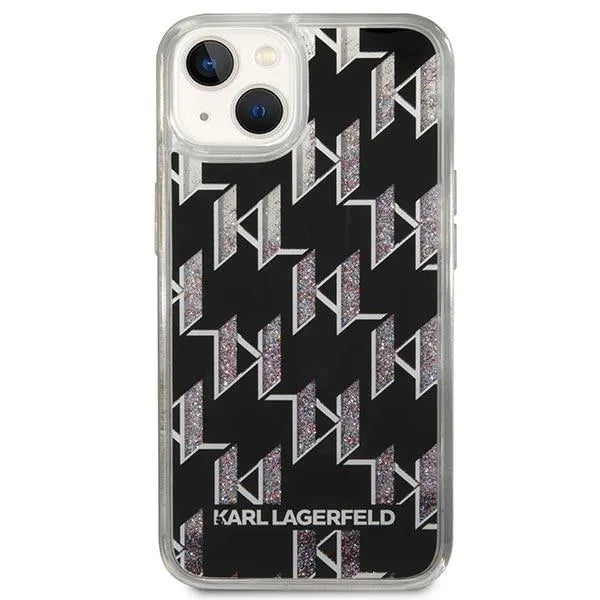 Karl Lagerfeld Monogram Liquid Glitter – dėklas iPhone 14 Plus (juodas)