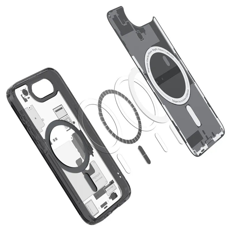 Spigen Ultra Hybrid Mag MagSafe – dėklas, skirtas iPhone 17e / 16e (Zero One Black)