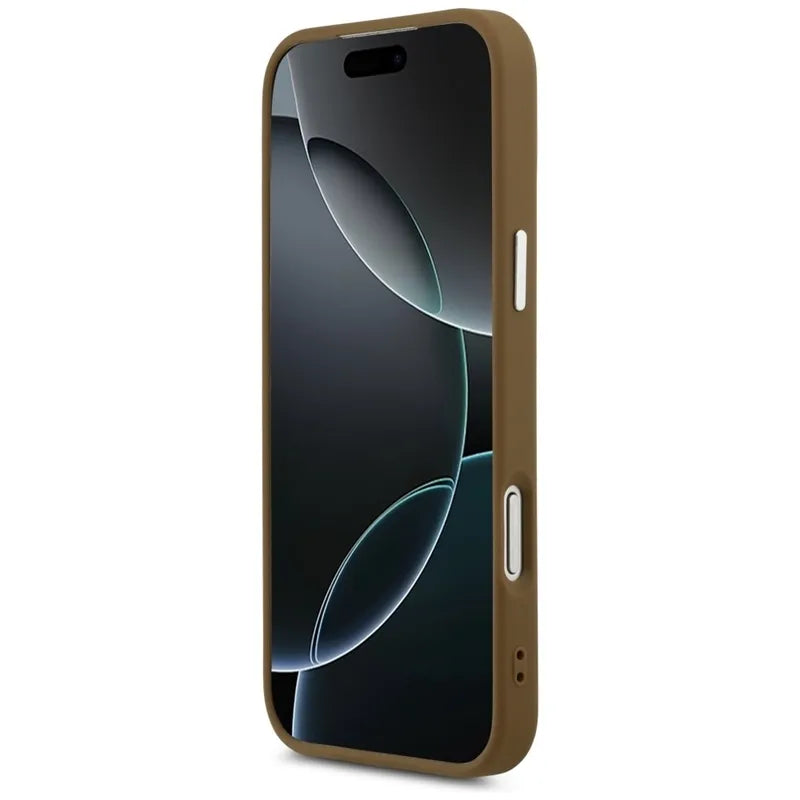 Guess Triangle Logo MagSafe – Dėklas iPhone 17 Pro Max (ruda)