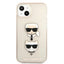 Karl Lagerfeld Glitter Karl & Choupette Head - dėklas, skirtas iPhone 13 mini (auksinis)