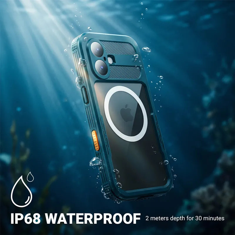 Crong Seal Cover – IP68 vandeniui atsparus dėklas, skirtas iPhone 16 Pro (juodas)