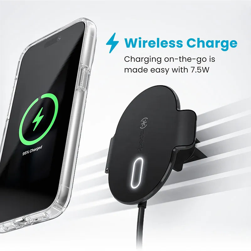 Speck Charging Vent Mount + ClickLock - MagSafe belaidžio įkrovimo automobilinis laikiklis (juodas)