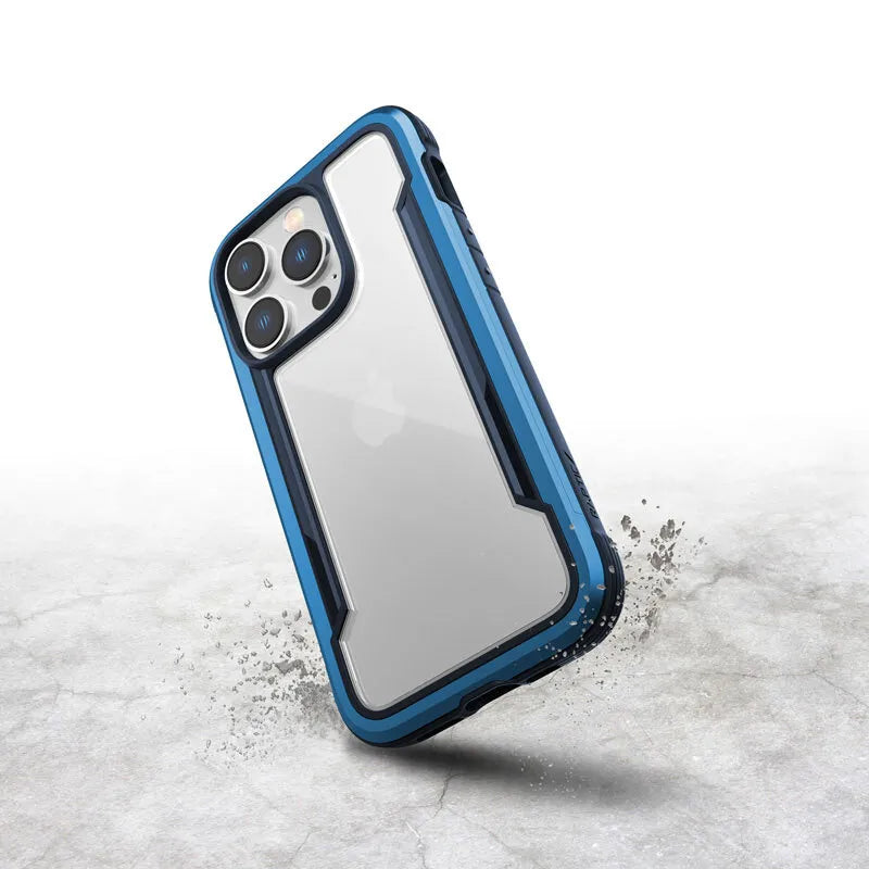 X-Doria Raptic Shield - aliuminis dėklas, skirtas iPhone 14 Pro (išbandytas atsparumas kritimui iš 3 m aukščio) (jūrinė mėlyna)