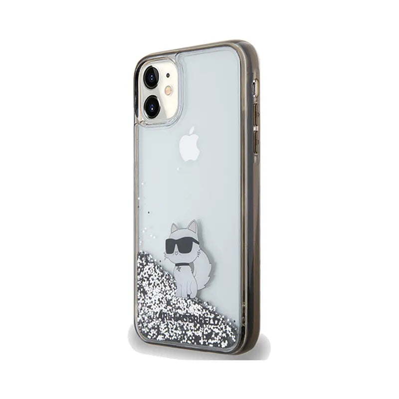 Karl Lagerfeld Liquid Glitter Choupette – dėklas iPhone 11 (skaidrus)