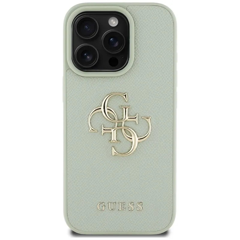 Guess Grained Big 4G Logo Small Classic Logo – dėklas iPhone 16 Pro Max (žalias)