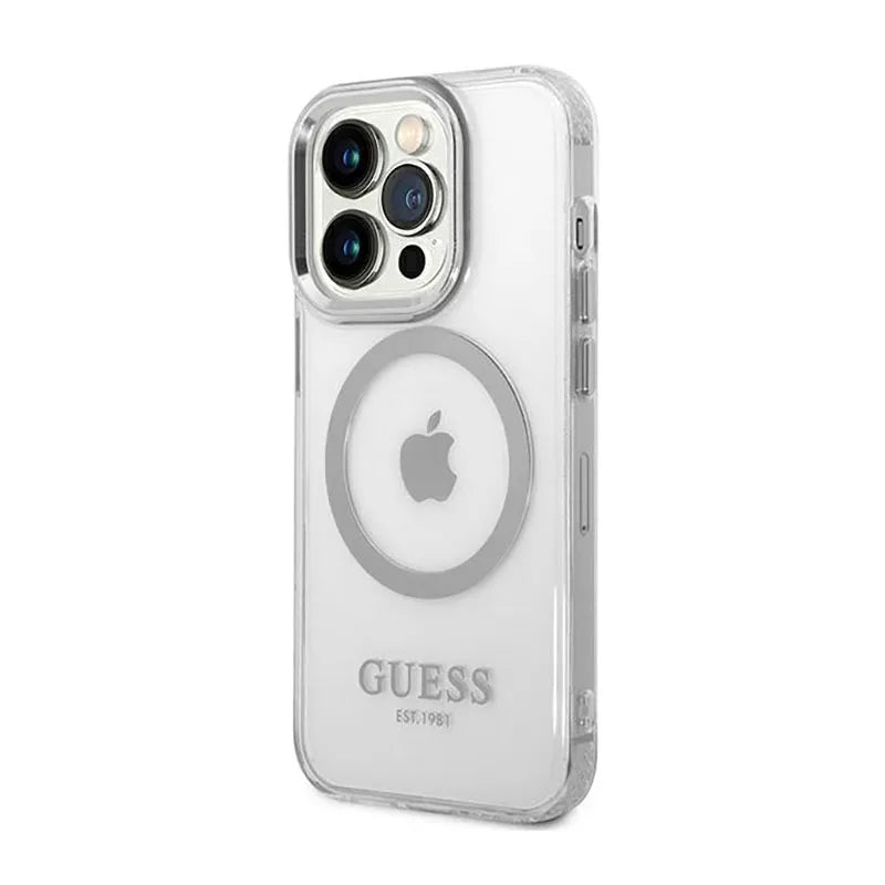 Guess Metal Outline MagSafe - dėklas iPhone 14 Pro (skaidrus)