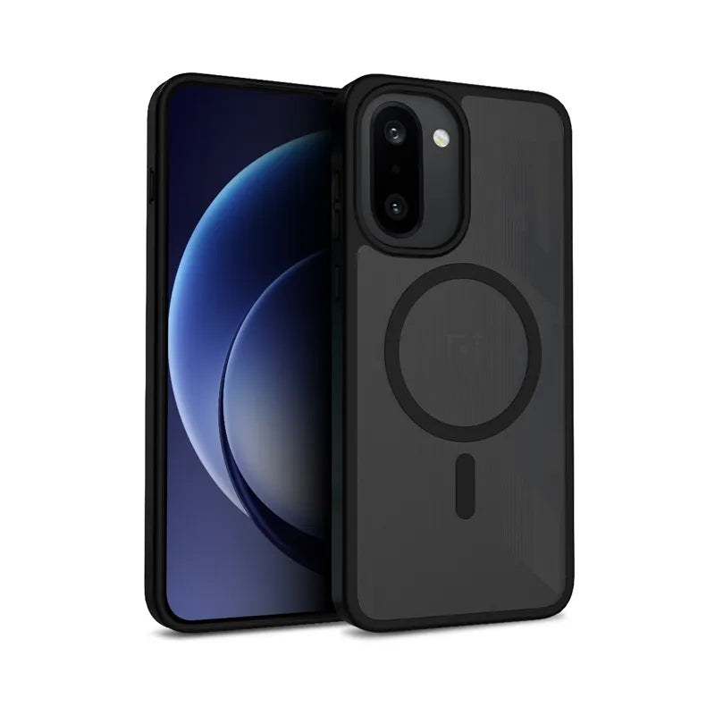 Crong Hybrid Matte Magnetic – MagSafe dėklas telefonui OnePlus 15R (juodas)
