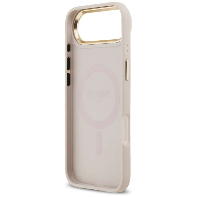 Guess Grained Strass Logo MagSafe – Dėklas iPhone Air (rožinis)