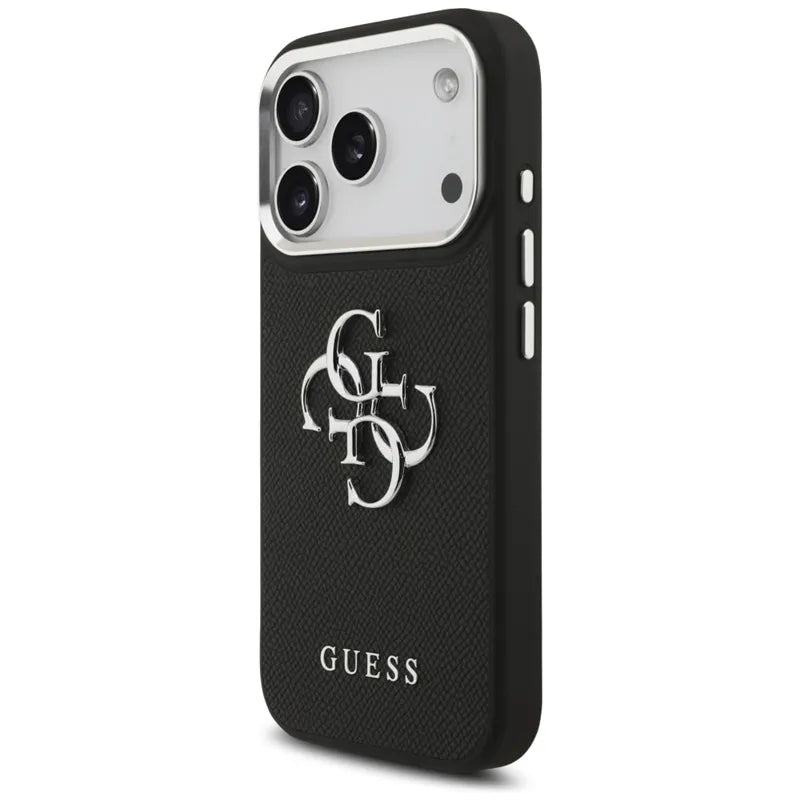 Guess Grained Big 4G Classic Logo – dėklas iPhone 17 Pro (juodas)
