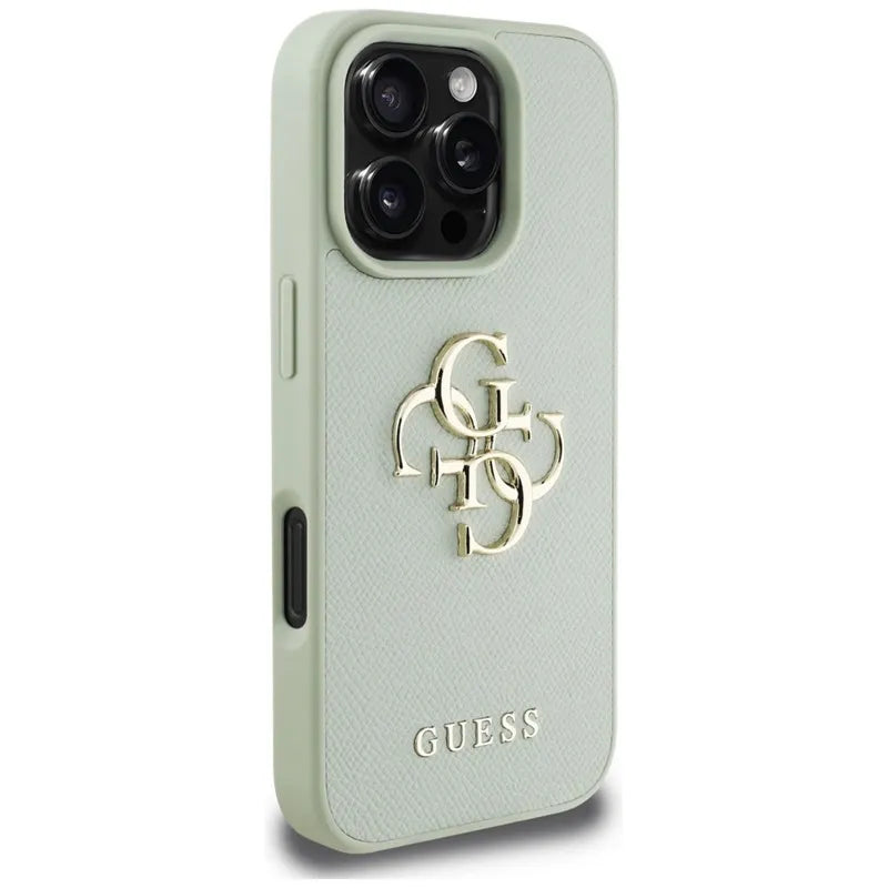 Guess Grained Big 4G Logo Small Classic Logo – dėklas iPhone 16 Pro Max (žalias)