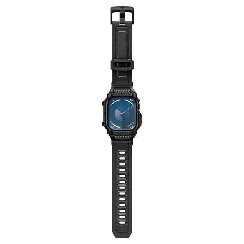 Spigen Rugged Armor Pro - Dirželis su dėklu Apple Watch 10 46 mm (matinė juoda)