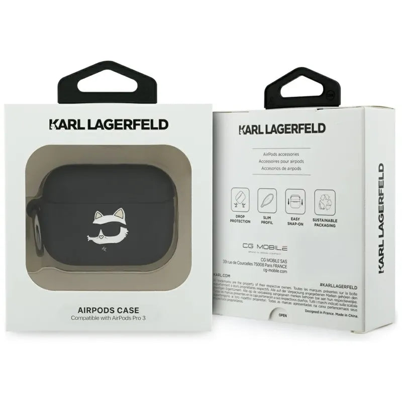 Karl Lagerfeld Silicone Choupette Head 3D – dėklas AirPods Pro 3 (juodas)