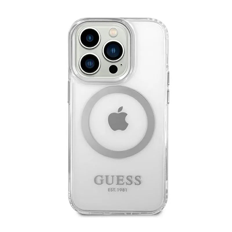 Guess Metal Outline MagSafe - dėklas iPhone 14 Pro (skaidrus)