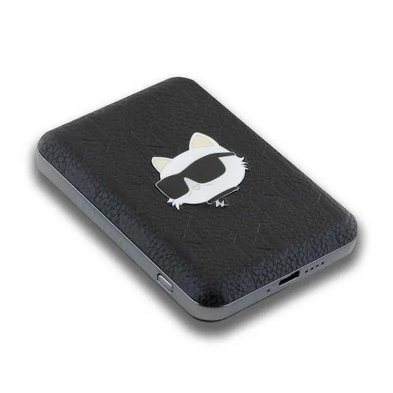 Karl Lagerfeld Choupette Head Pin MagSafe – belaidė išorinė baterija 5000 mAh 15 W (juoda)
