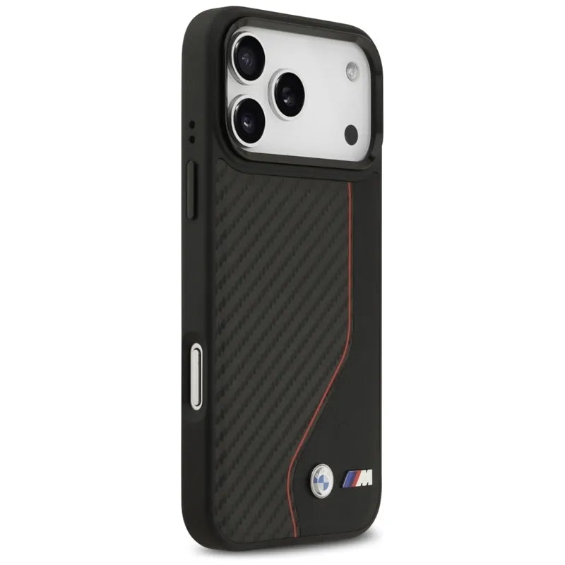 BMW M Carbon Line & Logo MagSafe dėklas – iPhone 17 Pro Max (raudonas)