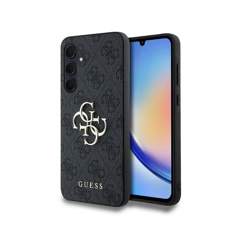 „Guess 4G Big Metal Logo“ dėklas, skirtas „Samsung Galaxy A35 5G“ (juodas)