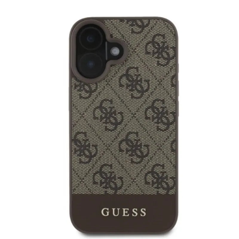 Guess 4G Bottom Stripe - Dėklas, skirtas iPhone 16 (rudas)
