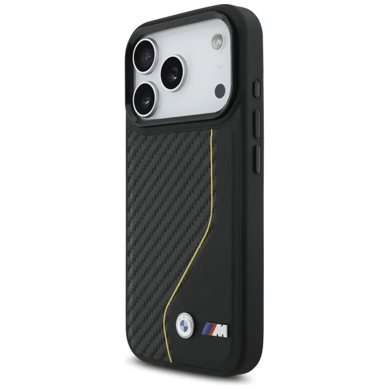 BMW M Carbon Line & Logo MagSafe – dėklas iPhone 17 Pro (geltonas)