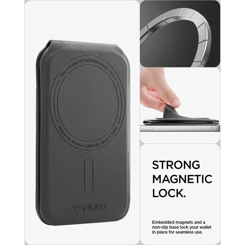 Spigen Slim Fold S314-4 MagSafe – magnetinė piniginė su stovo funkcija (juoda)