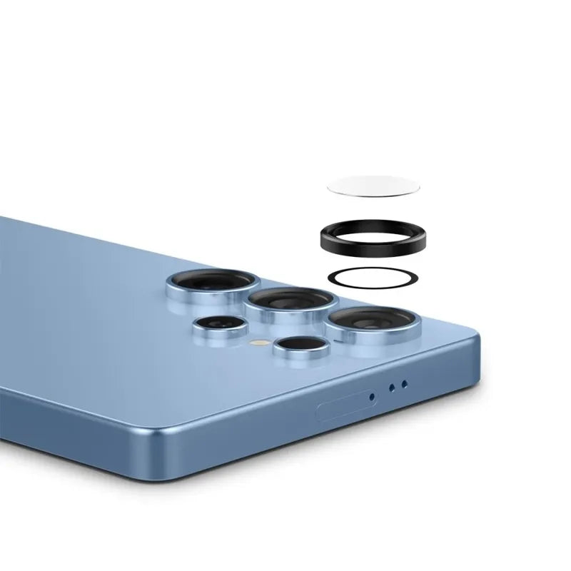 Spigen Optik Pro GLAS.TR EZ Fit fotoaparato apsauginis stikliukas (2 vnt.) – Objektyvo apsauga Samsung Galaxy S25 Ultra (juodas)