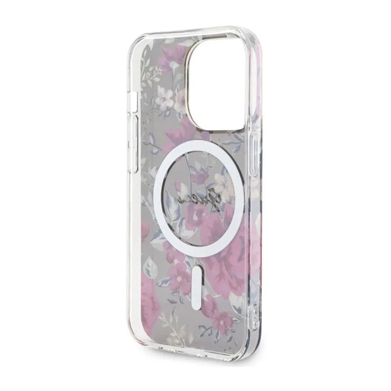 Guess Flower MagSafe – dėklas, skirtas iPhone 14 Pro (žalias)