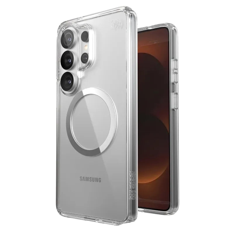 Speck Presidio Perfect-Clear Magnet – dėklas Samsung Galaxy S26 Ultra MagSafe (skaidrus/sidabrinis)