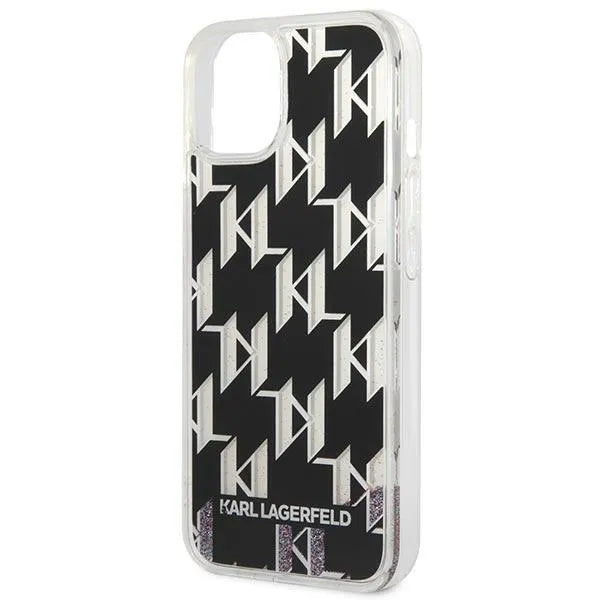 Karl Lagerfeld Monogram Liquid Glitter – dėklas iPhone 14 Plus (juodas)