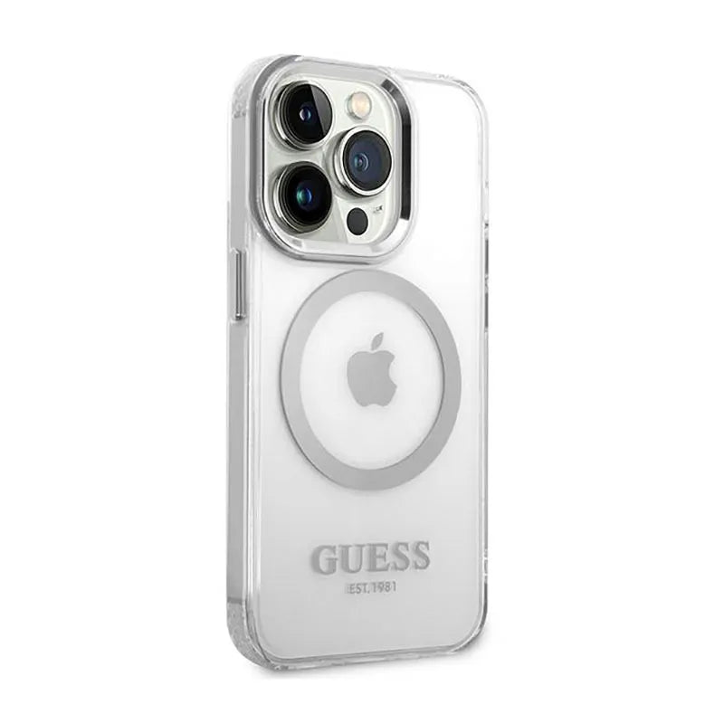 Guess Metal Outline MagSafe - dėklas iPhone 14 Pro (skaidrus)