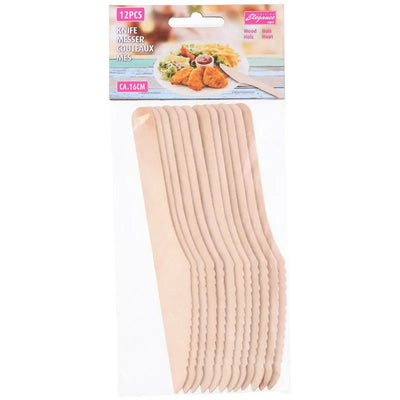 Cuisine Elegance – Vienkartiniai mediniai peiliai, 12 vnt.