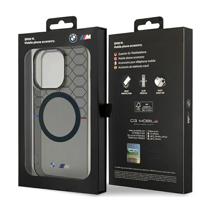 BMW Pattern MagSafe – dėklas iPhone 14 Pro (pilkas)