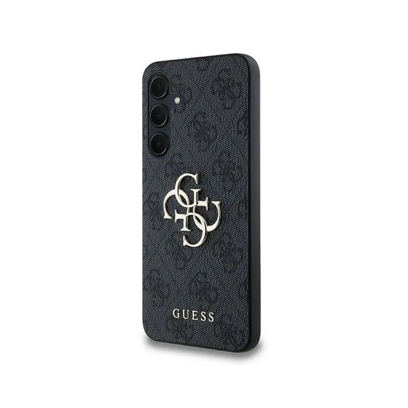 „Guess 4G Big Metal Logo“ dėklas, skirtas „Samsung Galaxy A35 5G“ (juodas)