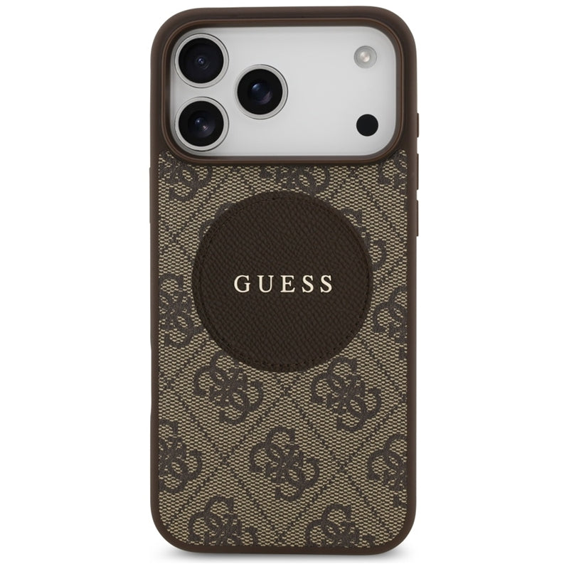 Guess 4G Circle Classic Logo MagSafe – Dėklas iPhone 17 Pro Max (Rudas)